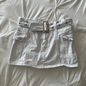 White Mini Cargo Skirt